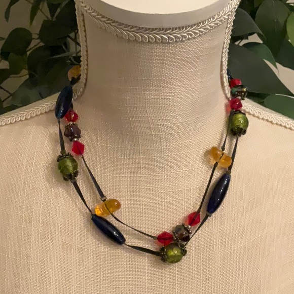 Treska Colorful Glass Bead Necklace - Picture 1 of 9